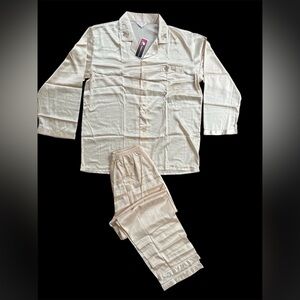 New Peach Mary-Hao Silk 2 Pc Dragon Embroidered Pajama Set, XXL See Measurement